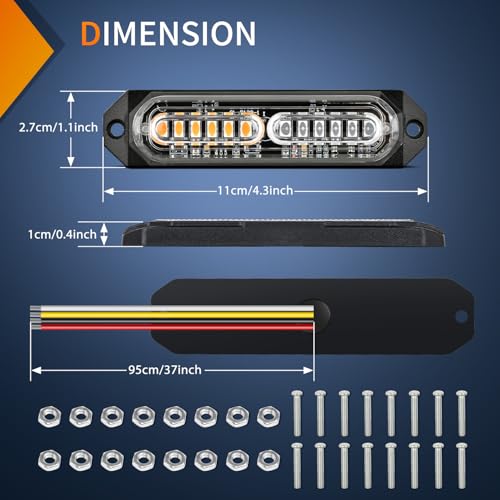 Image of Nilight 8PCS LED Strobe Lights 12V 24V Amber White Sync Feature Ultra Slim | Amber Green 12 LED Emergency Hazard Warning Light Flashing Warning Mini Surface Mount Grille for Car Truck Camper trailer SUV