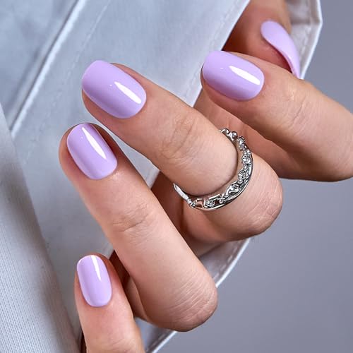 Image of CurvLife Extra Short Oval Fall Press On Nails, Violet Haze Purple, Soft Gel