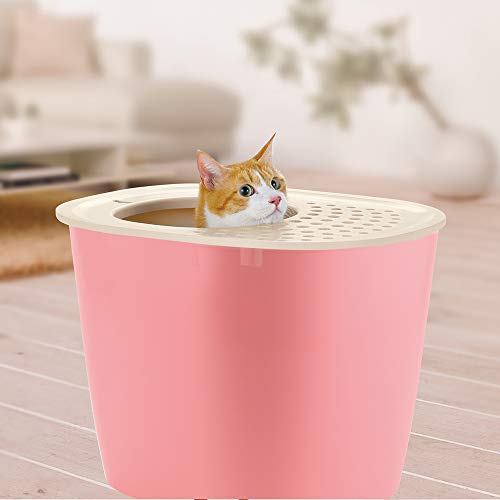 Caja sanitaria cerrada para gato rosa salmón miniatura 3