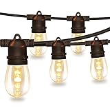 Outdoor String Lights, Patio Lights GANA 48FT 96+ Color Rendering Index 2700K 12V Safety Voltage, 15...