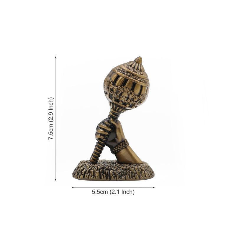Yoshiva Metal Lord Hanuman Idol with Golden Gada, 7.5 cm Bronze - Image 6