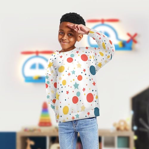 JUNZAN Stars and Circles White Little Boys Pullover Hoodie Fleece Hoodies for Girls Party 4T4