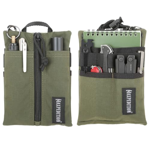 MAXPEDITION Platy Pocket Organizer Durable EDC Tool Pouch for Men Neck Wallet with Paracord Lanyard Holds Flashlight Multitool Pen Notebook (OD Green 5 x 7)