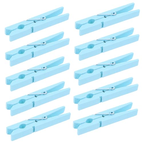 VALICLUD 30 Pinzas de Madera Ropa Color Azul Diseño Simple y Práctico, Resistentes y Ligeras para Evitar Caídas, Paquete de 30 Unidades