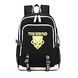 Golden Print Casual Daypack KILLER QUEEN Anime Knapsack Oxford Travel Backpack Unisex Laptop Bagpack (6)
