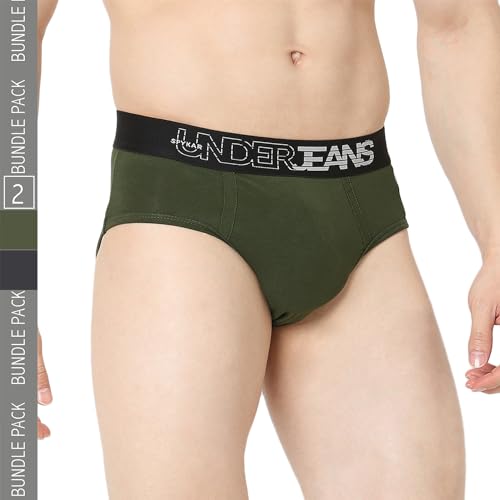 Image of Underjeans by Spykar Men Premium Pack of 2 Grey - Olive Brief
