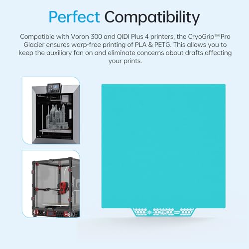 Image of BIQU CryoGrip Pro Glacier Build Plate for Voron 300 Qidi Plus 4 3D Printers | Double-Sided Fine Textured Spring Steel Sheet, Firm Adhesion, 300 x 300mm, 1 Piece