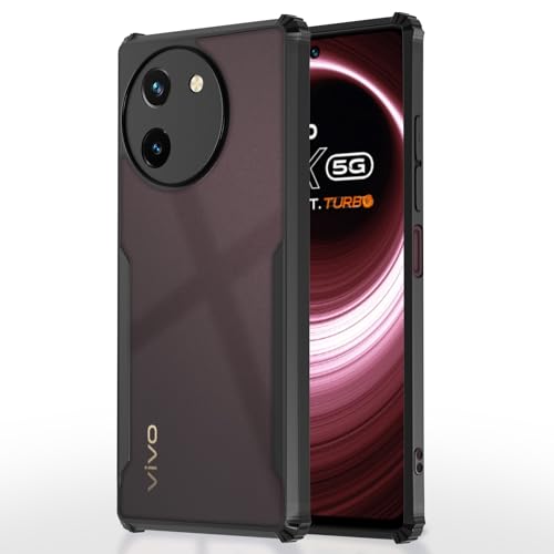 Image of Pikkme Vivo T3x 5G / Vivo Y200i 5G Back Cover | Crystal Clear Transparent Back | Ultra Hyrbid | Full Camera Protection | Raised Edge | Bumper Back Case (Black)