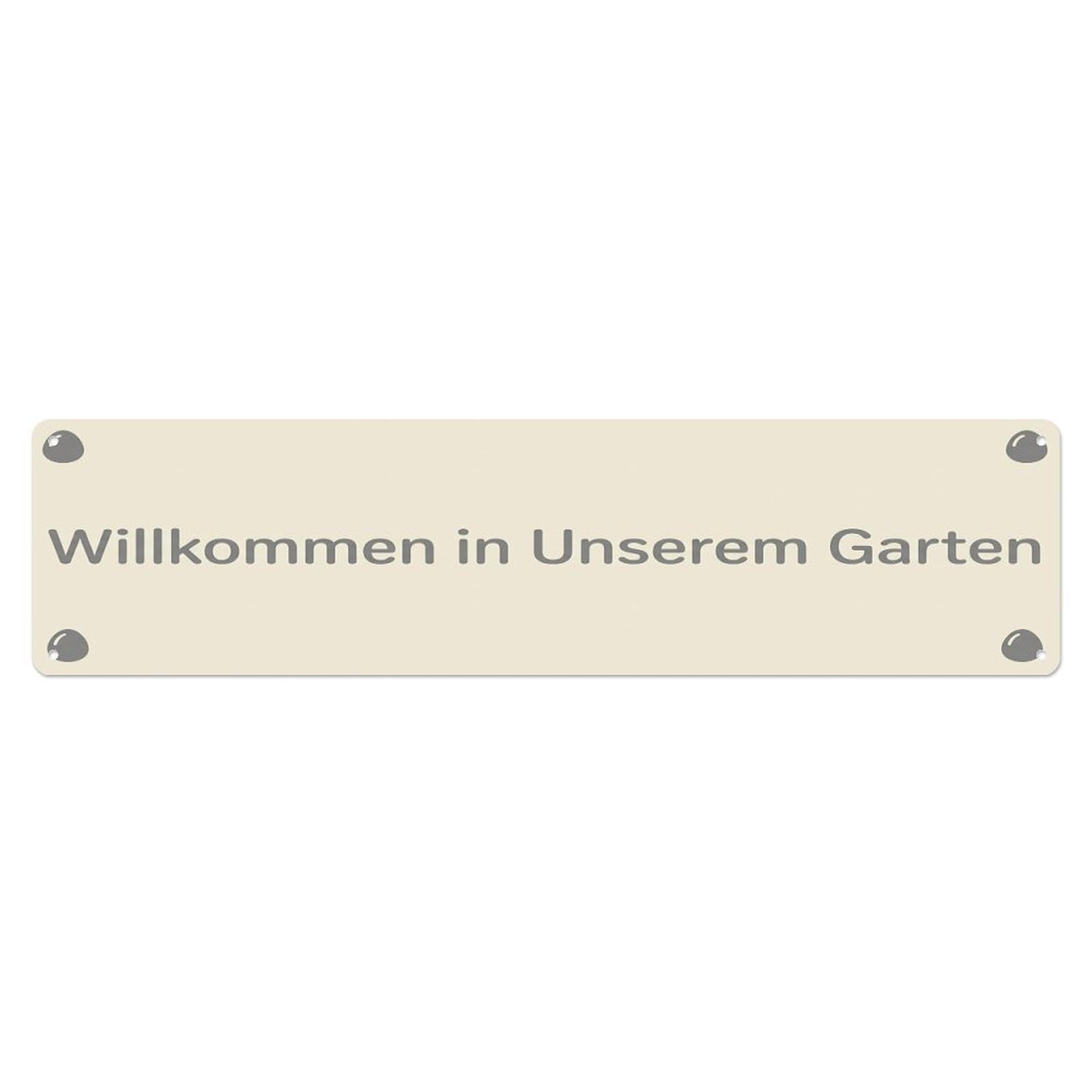 Vintage Welcome to Our Garden Eggshell Metal Tin Sign