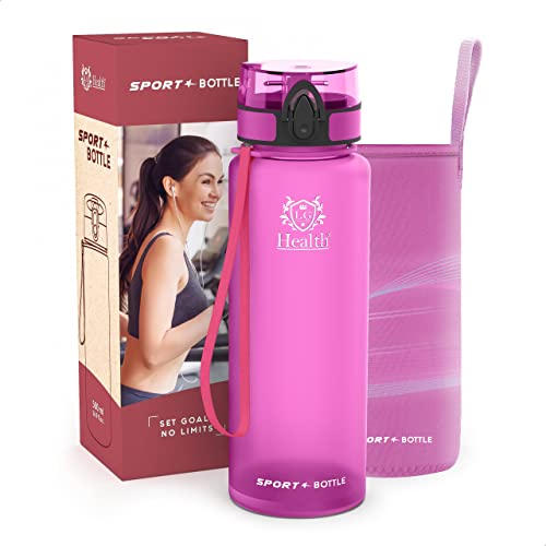 LG Luxury & Grace Bouteille d'Eau Sport 500 ml. Gourde Tritan pour Gym. Sans BPA et BPS. Fermeture Hermétique de Sécurité et Ouverture par Bouton. Bouteille Réutilisable avec Ètui en Néoprène Cover