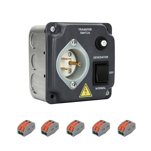 Image of 20 Amp 120V Manual Generator Transfer Switch for 120V Portable Generators, Power Stations,Solar Systems, Pre-Wired Generator Transfer Switch for Home, RV, and Outdoor Emergency Power Needs