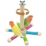 Vogelstange Spielzeug Papagei 360° drehbarer Ständer Sitzstange Holz Interaktives Rad Sittich Spielzeug Vogelkäfig Zubehör für kleine und mittelgroße Lovebirds Conures Finken Wellensittiche