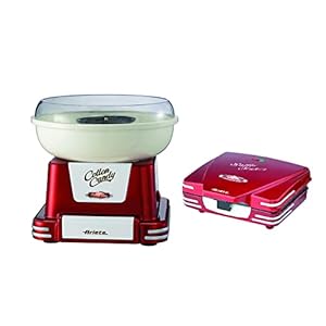 Ariete Party Time Candy Flossy Maker Art2971 + Waffle Maker Art187, Red, ART2971+187