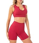 Mathcat Workout Sets For Women 2 Piece Outfits Yoga Gym Biker Short set Seamless Ribbed Sets