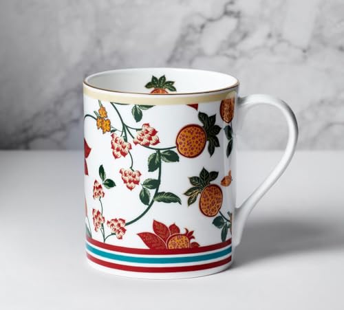 Image of India Circus by Krsnaa Mehta Blushed Orchard Coffee Mug | Tea Cup with Handles | Dishwasher Safe | Designer Multicolor, Set of 2, 360mL Each