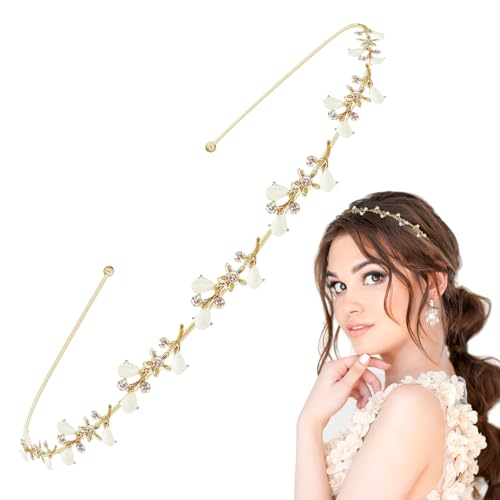 Haarreif Hochzeit, FUKPO Haarschmuck Diadem Hochzeit Haarreifen Krone Braut Damen Glitzer, Kopfschmuck Bride Gast Tiara Strass Haarband Mädchen Erwachsene Kinder Lange Kurze Haare Stirnband