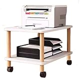 2 Tier Desktop Drucker Stand,Drucker Tisch Mit Rädern,Schreibtisch Heavy Duty Rolltisch Mit Aufbewahrungsordnern,für Bücher, Faxmaschine, Scanner, Home Office(White,39 * 34 * 24.7cm)
