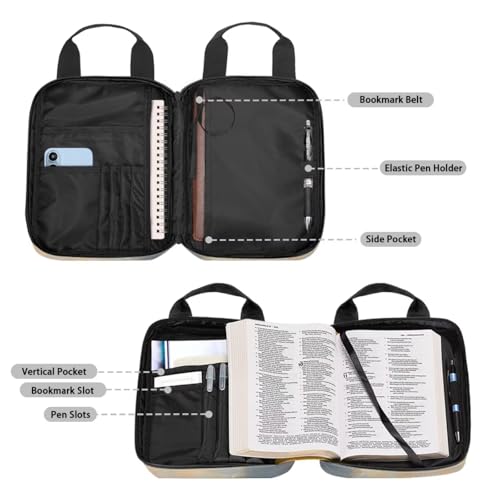 Xoenoiee Bible Covers for Women Men Tote Bible Bag Case Bible Church Bag Case Carrying Book Cover4