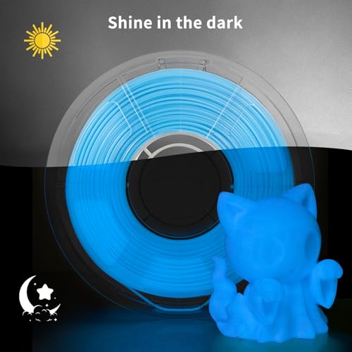 Image of iSANMATE PETG Glow Blue Filament, PETG Glow in the Dark Luminous Filament for 3D Printers, Dimensional Accuracy + /- 0.03 mm, 1 kg /Spool, Compatible with Most FDM 3D Printers