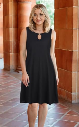 Image of Summer Dresses for Women 2026 Casual Sleeveless Sundress Floral Loose Fit Beach Cover Up with Pocket