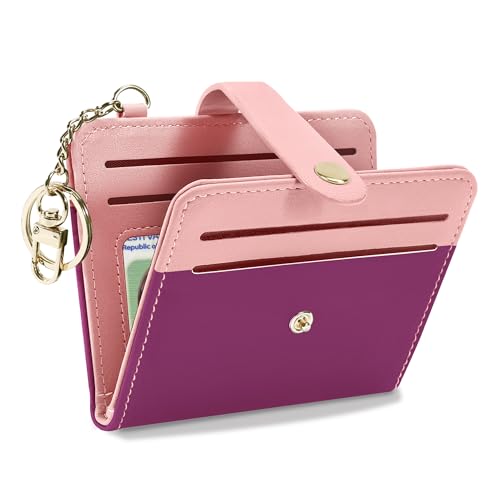 Image of Airkit Small Wallet Women RFID, PU Leather Card Holder with Keychain | Slim Compact Zipper Coin Purse for Ladies, Travel Holiday Gifts for Mom, Cute Mini Bifold Wallets