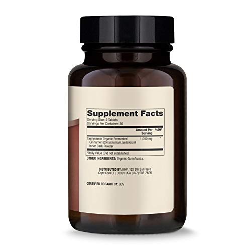 Dr. Mercola Biodynamic Organic Fermented Cinnamon 30 Servings (60 Tablets), Non Gmo, Soy Free, Gluten Free, Usda Organic, Demeter Certified #TOP1