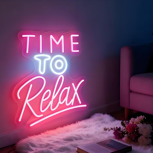 Neonawall Time to Rwlax Pink LED Neon Sign 12.8x15.7