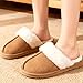 OOW Fuzzy Slippers for Women Cozy Faux Fur House Shoes Winter Warm Memory Foam Slippers for Indoor and Outdoor Chestnut Size 7.5