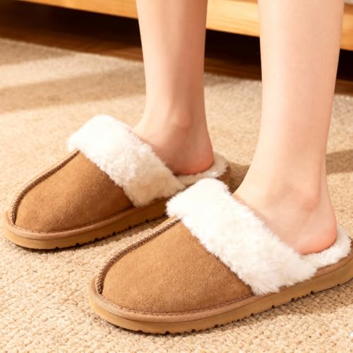 Fuzzy Slippers for Women Cozy Faux Fur House Shoes Winter Warm Memory Foam Slippers for Indoor and Outdoor - Image 5