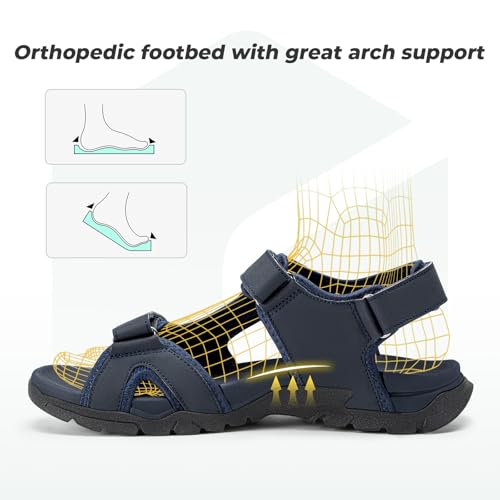 Image of FitVille Wide Sandals for Men With Arch Support Orthopedic Comfortable Summer Men's Wide Sandals for Plantar Fasciitis & Swollen Feet Breathable Outdoor Recovery Athletic Walking Sandal for Man