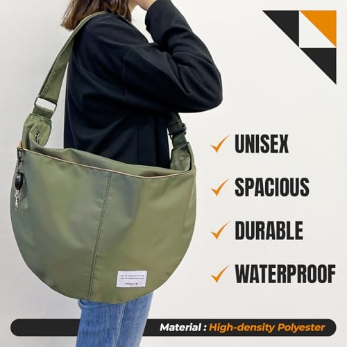 Image of Urban Wide Shoulder Bag, Hobo Sling Crossbody Bag Crescent for Women Durable Polyester Unisex, Lightweight