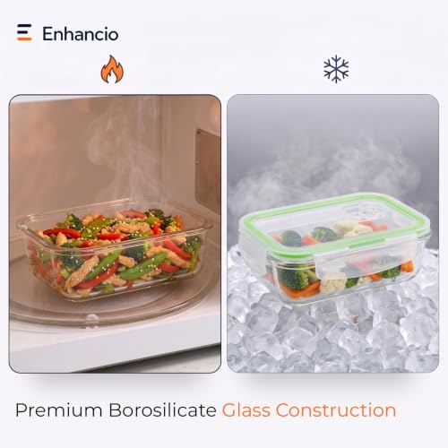 Image of Borosilicate Food Glass Containers with Air-Vent Lids, Rectangular | 410 ml Each, Set of 2 | Airtight & Leakproof | Microwave, Freezer & Dishwasher Safe for Kitchen, Fridge and Lunch