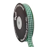 Micomon Green Gingham Plaid Checked Christmas Ribbon 25 Yard Each Roll 100% Polyester (3/8', Green)