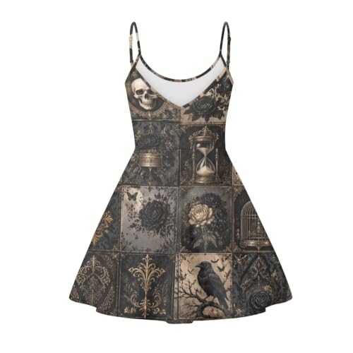 Image of Women's Spaghetti Strap Dress Summer Casual Swing Sundress Girls Beachwear Swing Mini Dress
