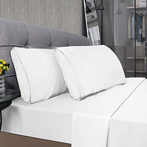 Image of YRM Bedding's Premium Collection Egyptian Cotton 600-TC 2-Piece (20 inchx36 inch) Inches Pillow Covers, White Solid