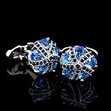 Tamaño: 17,5 mm ESCYQ Gemelos,Gemelos Unisex Flor Cristal Azul Zircon Crown Classic Gemelos Camisa De Negocios De Uñas Boda Novio Francés Accesorios Gemelos