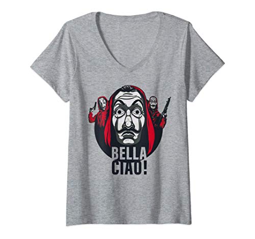 Mujer Netflix La Casa De Papel Bella Ciao Circle Trio Camiseta Cuello V