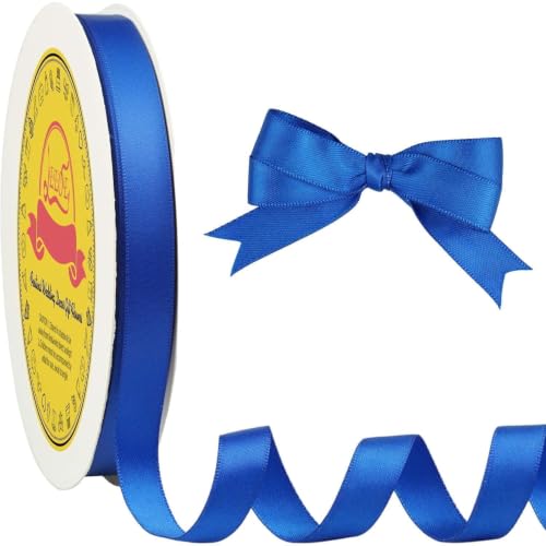 Image of Double Face Royal Blue Satin Ribbon 1 /2 inch X 50 Yards Polyester Royal Blue Ribbon for Gift Wrapping Very Suitable for Weddings Party Invitation Decorations and More