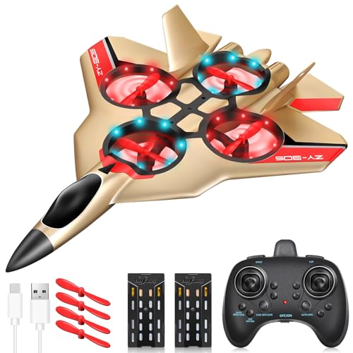 JONRRYIN Avión Teledirigido, 2.4 GHz Aviones de Radiocontrol con Baterías y Estabilizador de Giroscopio de 4 Ejes, Avión RC Juguete con Luz LED para Principiantes Niños Adultos (G)