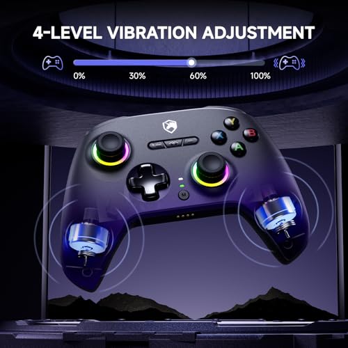ECHTPower PC Controller-Dual TMR Hall Effect Joysticks Anti-Drift & Triggers 1000Hz Polling RGB Lighting, Programmable Buttons for PC/Switch/Switch 2/iOS/Android-Wired & Wireless with Charging Dock - Image 6