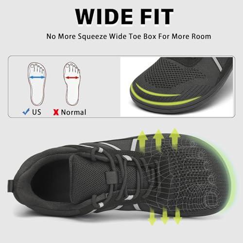 Men's Barefoot Wide Toe Box Shoes Zero Drop Sole Walking Tennis Shoes Comfortable Non Slip Minimalist Shoes Gym Cross Trainer Workout Trail Running Sneakers3