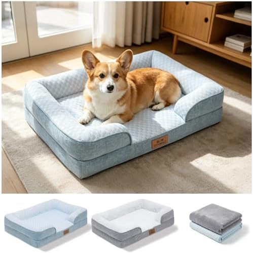 Orthopedic Dog Bed Medium Sized Dog with 2 Pack Removable Washabl...