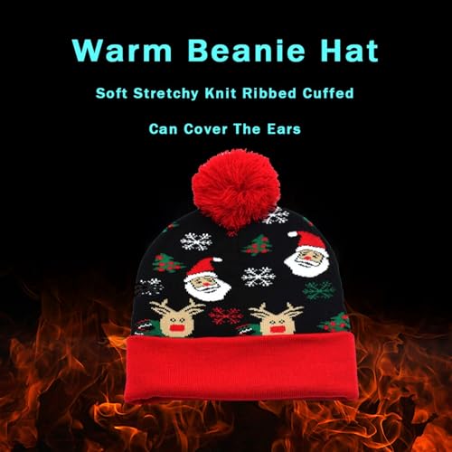 Bonnet Homme Hiver Christmas, Bonnet Bord Pliable Chaud Doux, Bonnets Automne pour Sports de Plein Aire, Bouffant(Multicolor 4) – Image 4