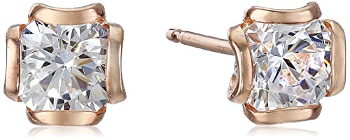 Sterling Silver Cubic Zirconia Round-Cut Flower Basket-Set Stud Earrings