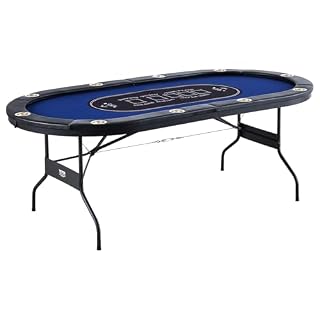 VEVOR table poker pliable 214 cm, feutre bleu, 10 joueurs