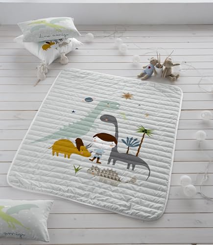 Colcha bouti reversible cuna maxicuna Dinos acolchado ligero infantil 4