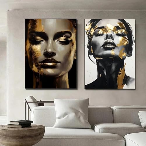 Peintures sur toile de femmes pour un salon moderne au style épuré