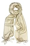 Achillea Sparkling Metallic Pashmina Shawl Wrap Scarf for Wedding Evening Dress - Gold -
