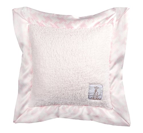 Taie d'oreiller chenille rose pied-de-poule Little Giraffe pour lit de bébé