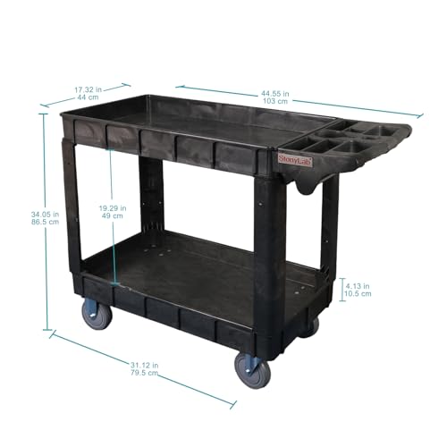 stonylab PP Nutzwagen, 2-Etagen Laborwagen zum Transport von Geräten und Materialien, S